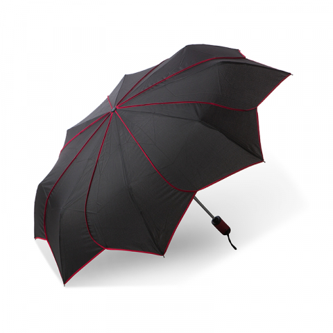 Дамски черен чадър с червени кантове