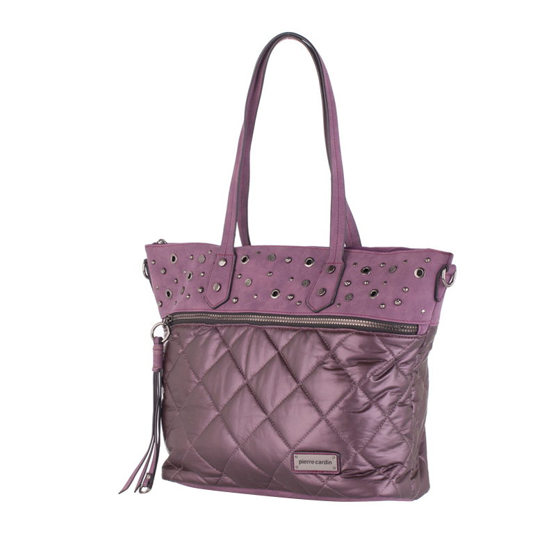 Дамска лилава чанта с капси Pierre Cardin