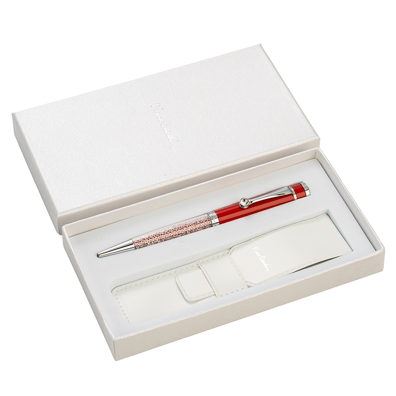 Химикалка Pierre Cardin колекция Crystal, червено и сребърно, PCT15